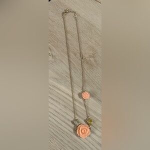 Peach Rose Pendant Necklace